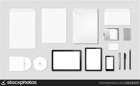 Corporate branding mockup template, isolated on grey background