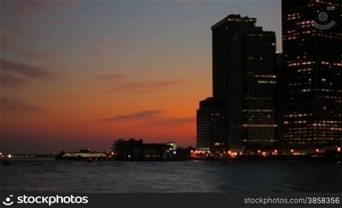 Corporate Buildings, Manhattan, sunset