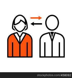 Corporate Interaction Icon. Thin Line With Orange Fill Design. Vector Illustration.