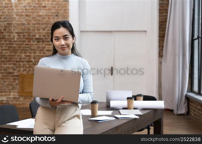corporate woman posing office