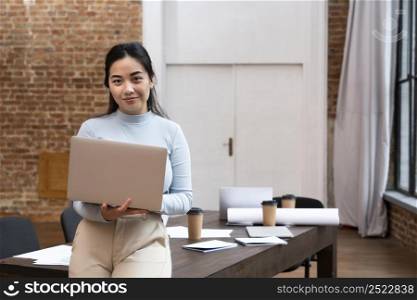 corporate woman posing office