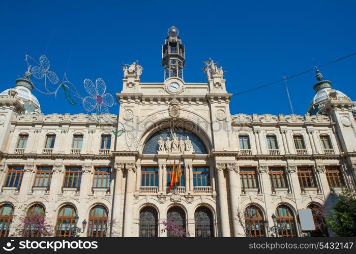 Correos building in Valencia in Plaza Ayuntamiento downtown at Spain