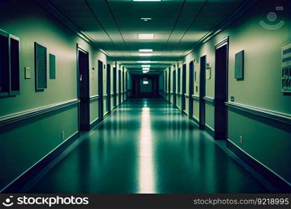 Corridor In Hospital.  Generative AI
