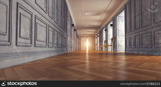 corridor in the luxury interior. 3d rendering concept