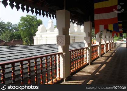 Corridor in Tooth temple in Kandy, Sri Lanka