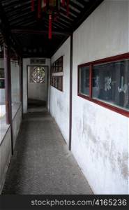 Corridor of a building in Lingering Garden, Suzhou, Jiangsu Province, China