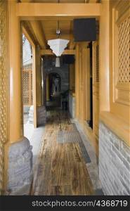 Corridor of a temple, Shaolin Monastery, Mt Song, Henan Province, China