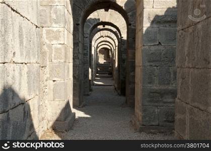 Corridor with arches at the acropolis of Pergamon