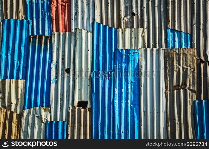 Corrugated iron fence abstract background texture
