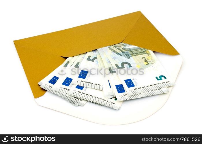 Corruption concept. Envelope with money, isolated on white background.