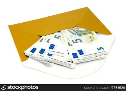 Corruption concept. Envelope with money, isolated on white background.