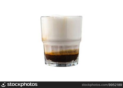 Cortado coffee on a white background. Traditional coffee in Spain