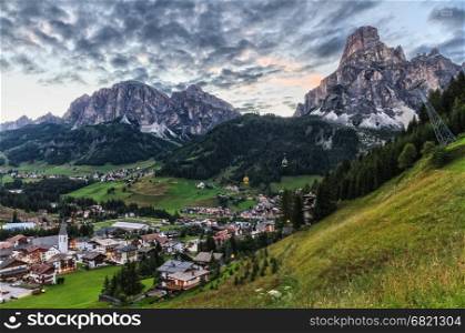 Corvara village and Badia Valley in summer Alto Adige, Italy