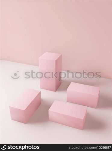 Cosmetic background Pink colour for product presentation, for fashion magazine illustration. 3d rendering