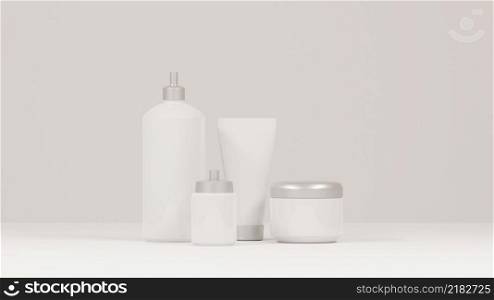 cosmetic bottle mockup product set on white background,3d rendering