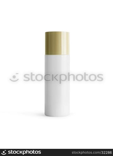 Cosmetic bottles on olive color cover isolated on white background. Cosmetic bottles isolated on white background