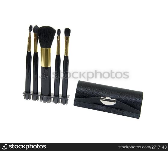 Cosmetic brushes used for applying different cosmetics during beauty regiments - path included