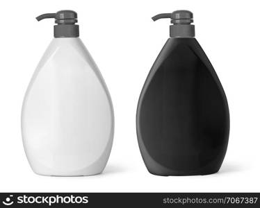 cosmetic container with black pump isolated on white background