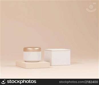 Cosmetic Cream Jar Isolated On pink Background, Skin Care Product Package, 3D illustration.