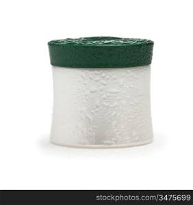 cosmetic cream jar wet isolated on a white background