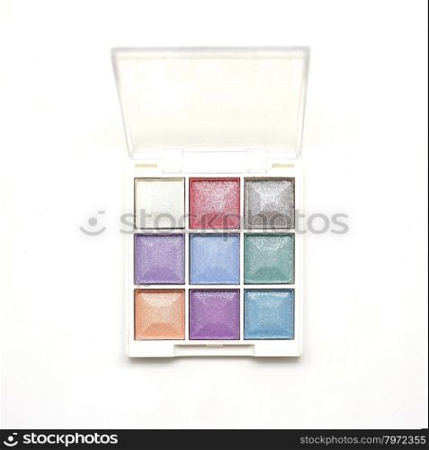 cosmetic eyeshadow palette makeup set isolated on white background