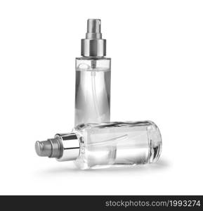 cosmetic glass bottle isolated on white with clipping path