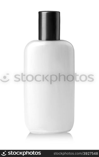 Cosmetic lotion bottle on white background with clipping path
