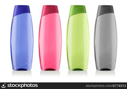 Cosmetic packaging, plastic shampoo or shower gel bottle with clipping path