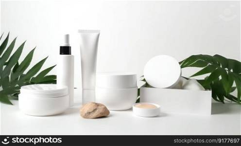 Cosmetic skincare background. Illustration Generative AI
