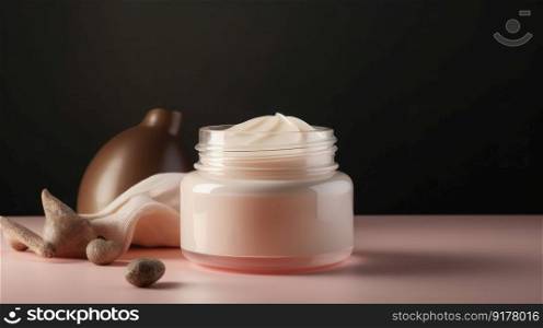Cosmetic skincare cream bottle. Illustration Generative AI
