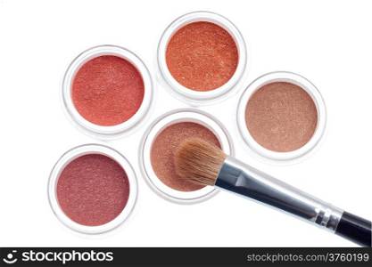 Cosmetic with brush isolated on white background