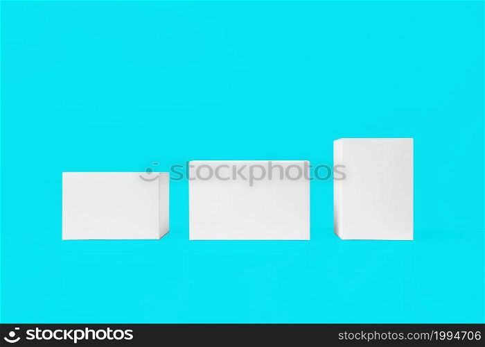Cosmetics box mockup template . box container for cosmetics products. Tube, cream pot, beauty products isolated on white background. 3D rendering.