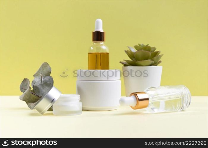 cosmetics composition with serum bottles