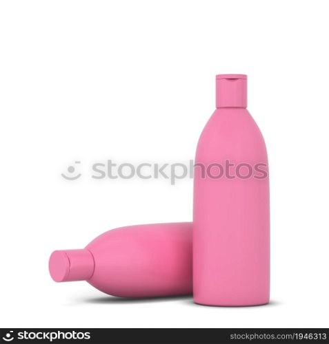 Cosmetics packaging - shampoo or gel bottle. 3d illustration isolated on white background