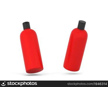 Cosmetics packaging - shampoo or gel bottle. 3d illustration isolated on white background