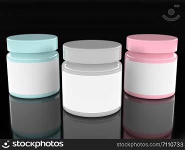 Cosmetics products packages 3D Rendering.