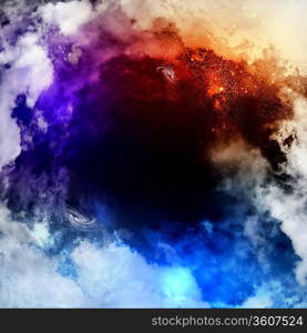 Cosmic clouds of mist on bright colorful backgrounds