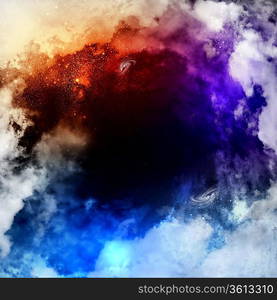 Cosmic clouds of mist on bright colorful backgrounds