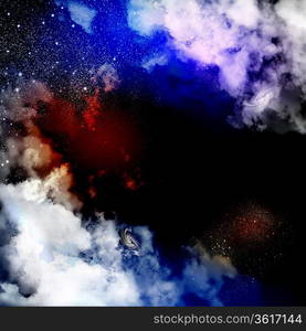 Cosmic clouds of mist on bright colorful backgrounds