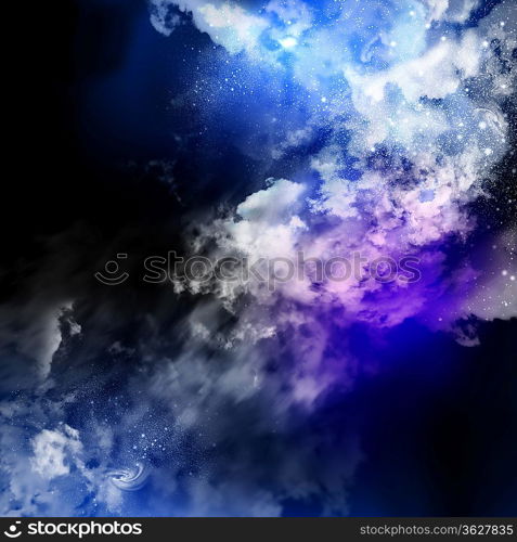 Cosmic clouds of mist on bright colorful backgrounds