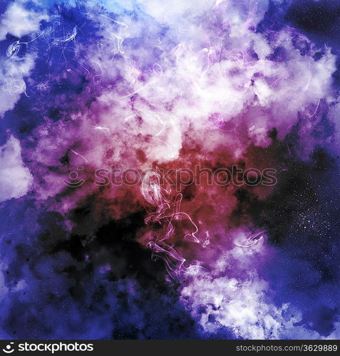 Cosmic clouds of mist on bright colorful backgrounds