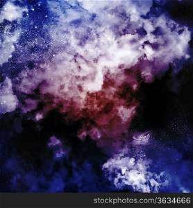 Cosmic clouds of mist on bright colorful backgrounds