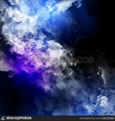 Cosmic clouds of mist on bright colorful backgrounds