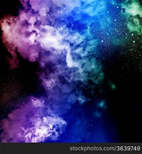 Cosmic clouds of mist on bright colorful backgrounds