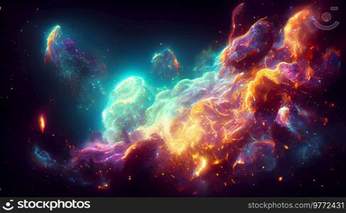 Cosmos space abstract background with galaxy, stars and cosmic gas nebula type, 3D illustration. Space abstract background