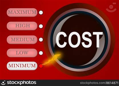 Cost control concept with minimum, 3d rendering