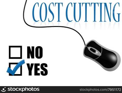 Cost cutting check mark image with hi-res rendered artwork that could be used for any graphic design.. Like with mouse