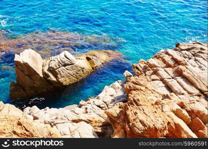 Costa Brava beach Lloret de Mar in Catalonia Cala Banys at Spain