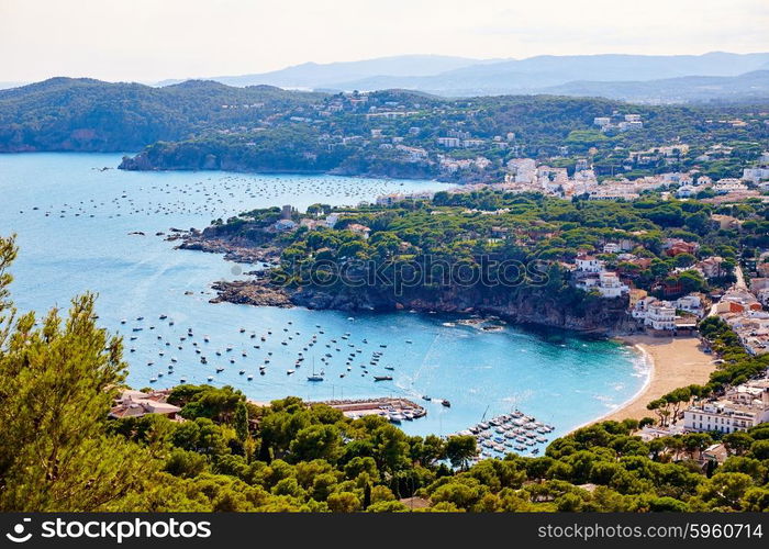 Costa Brava Calella aerial view in girona of Catalonia Spain