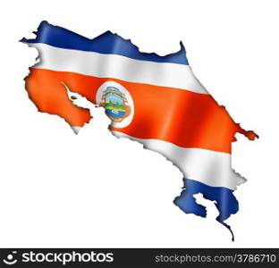 Costa Rica flag map, three dimensional render, isolated on white